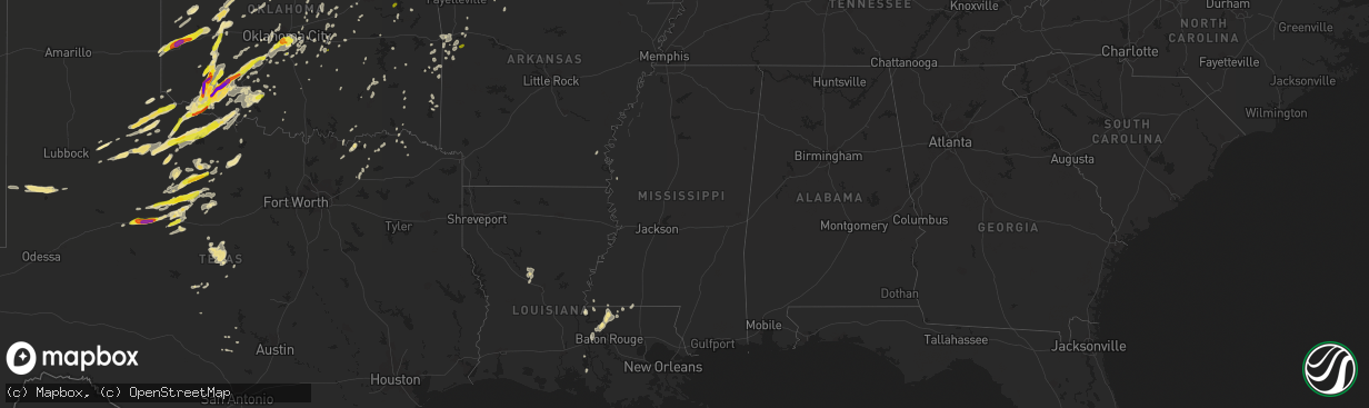 Hail map in Mississippi on October 21, 2017