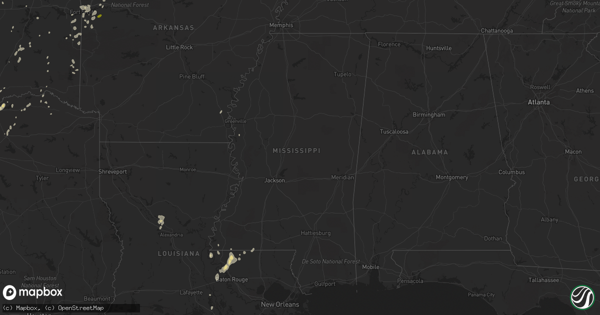 Hail map in Mississippi on October 21, 2017