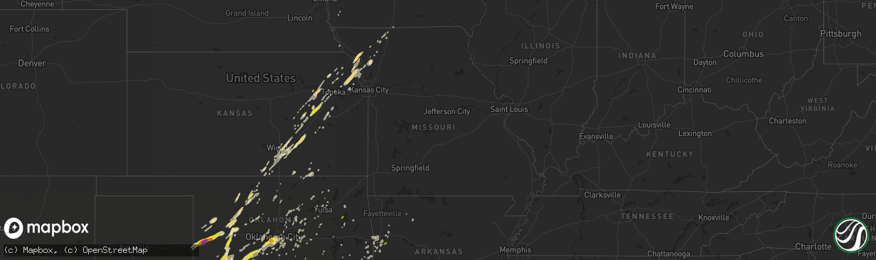 Hail map in Missouri on October 21, 2017