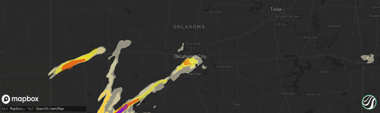 Hail map in Oklahoma City, OK on October 21, 2017