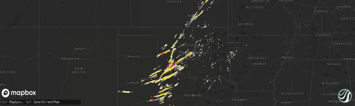 Hail map in Oklahoma on October 21, 2017