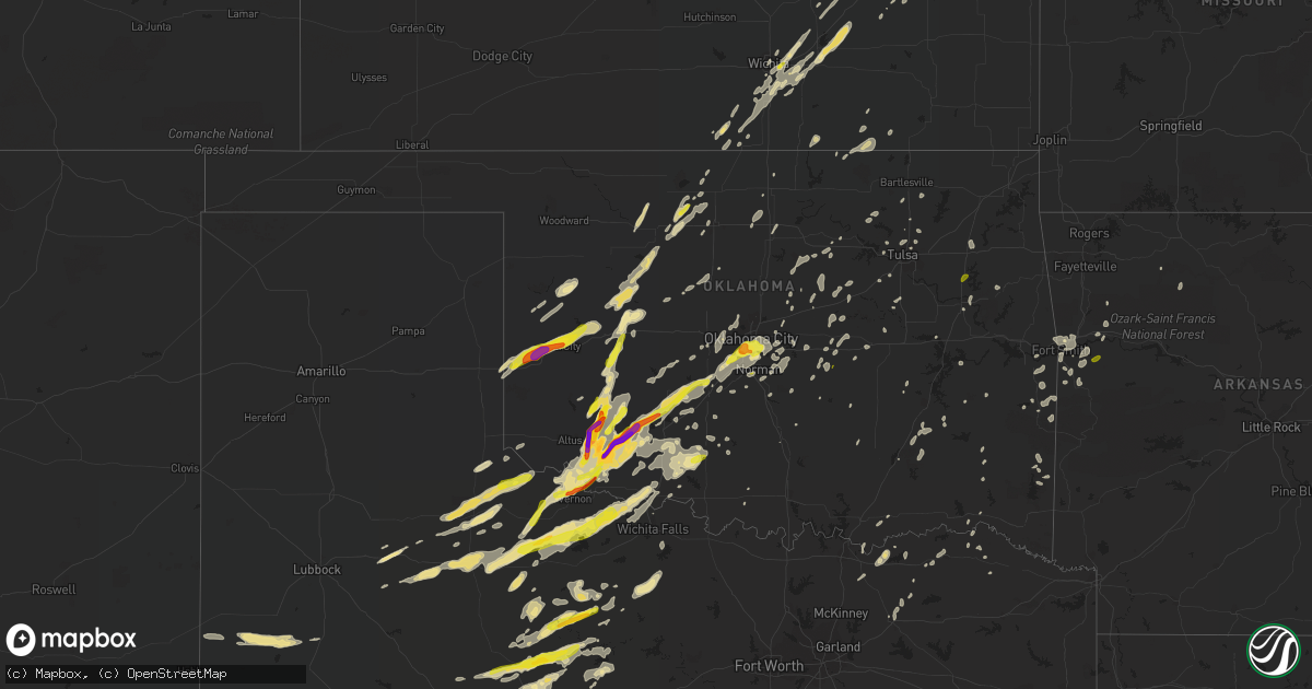 Hail map in Oklahoma on October 21, 2017