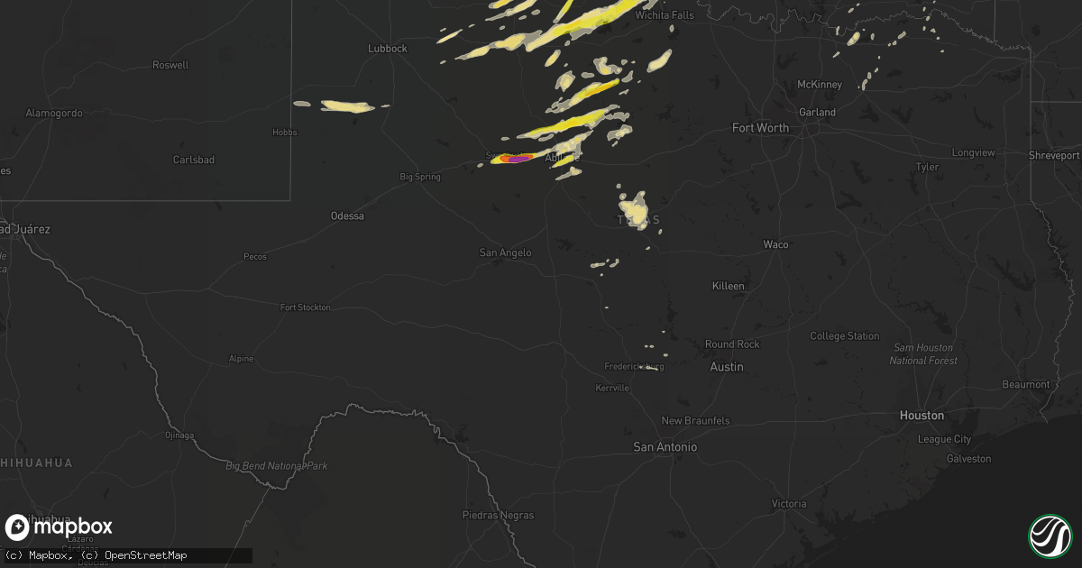 Hail map in Texas on October 21, 2017