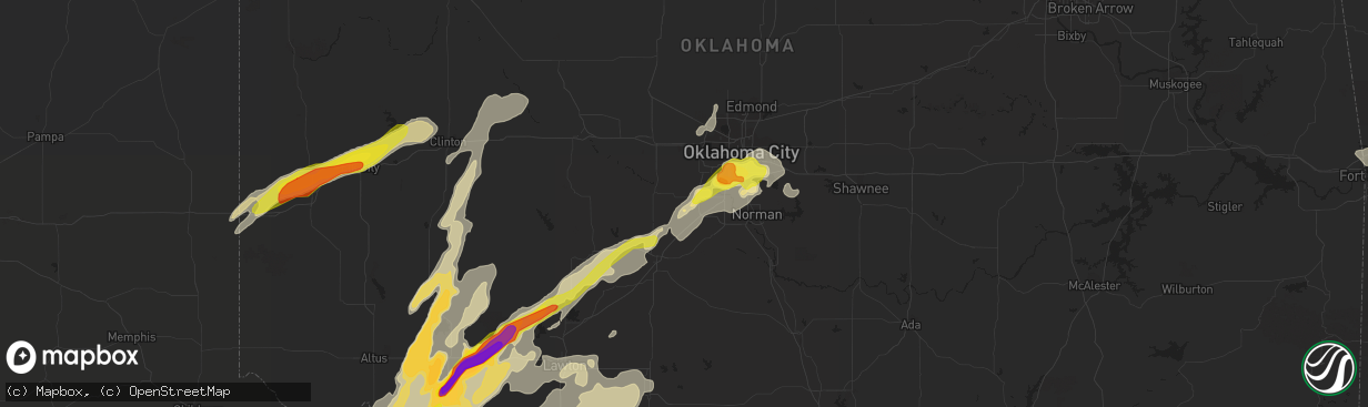 Hail map in Tuttle, OK on October 21, 2017