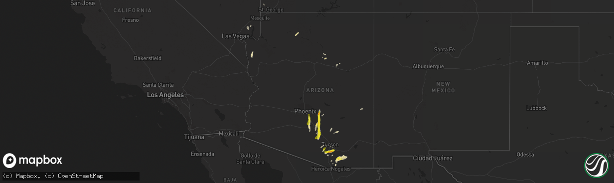 Hail map in Arizona on October 21, 2018