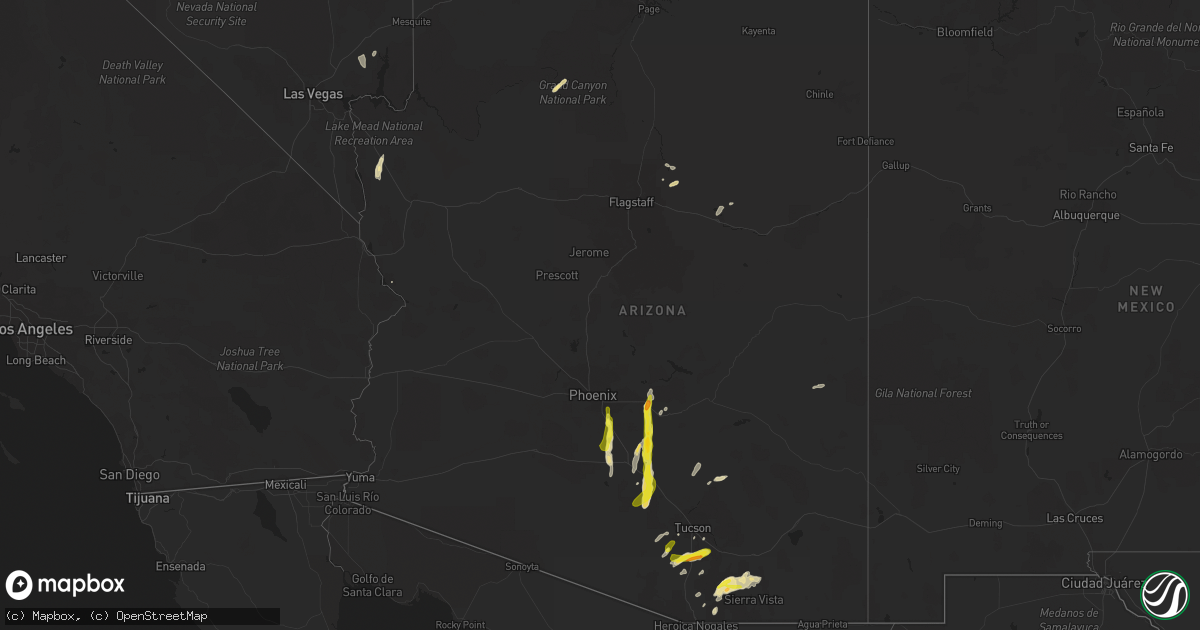Hail map in Arizona on October 21, 2018
