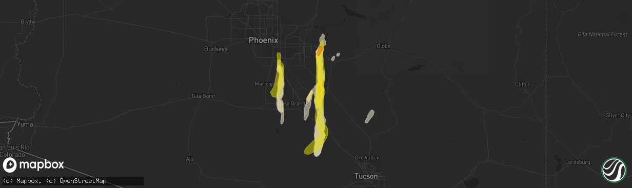 Hail map in Coolidge, AZ on October 21, 2018