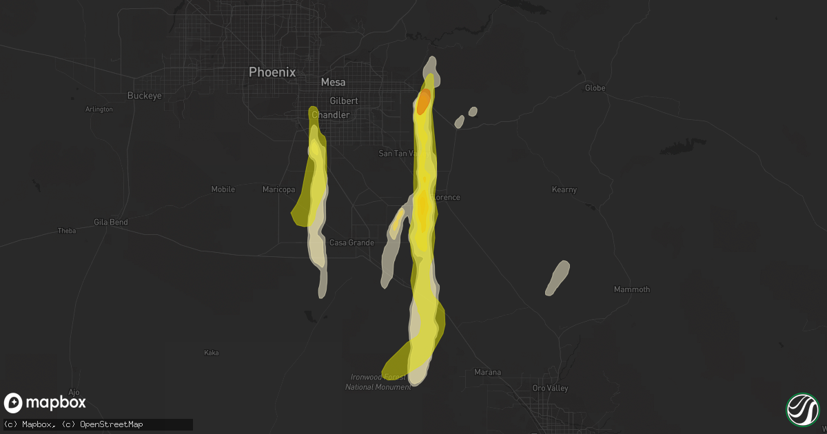 Hail map in Coolidge, AZ on October 21, 2018
