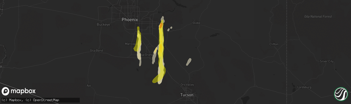 Hail map in Florence, AZ on October 21, 2018