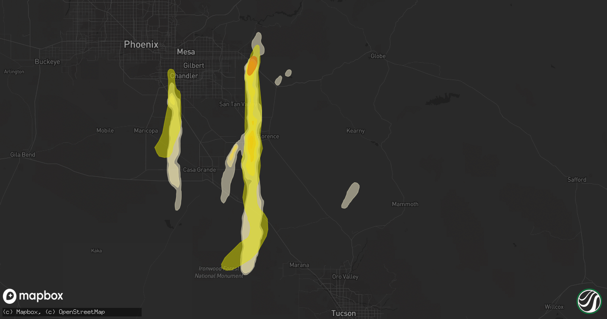 Hail map in Florence, AZ on October 21, 2018