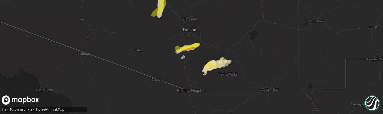 Hail map in Green Valley, AZ on October 21, 2018