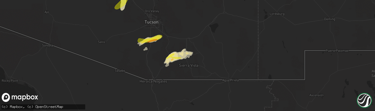 Hail map in Huachuca City, AZ on October 21, 2018