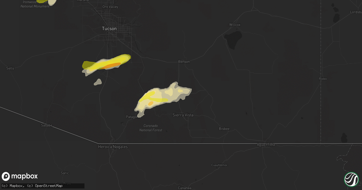 Hail map in Huachuca City, AZ on October 21, 2018