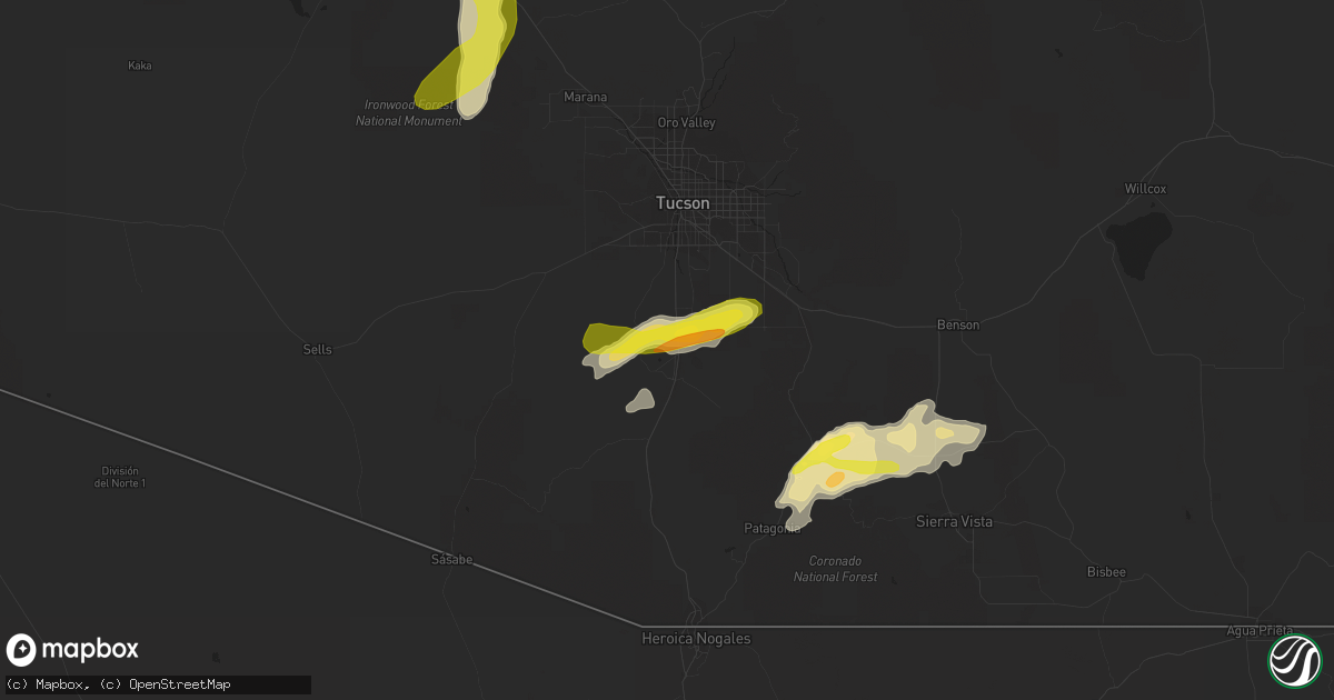 Hail map in Sahuarita, AZ on October 21, 2018