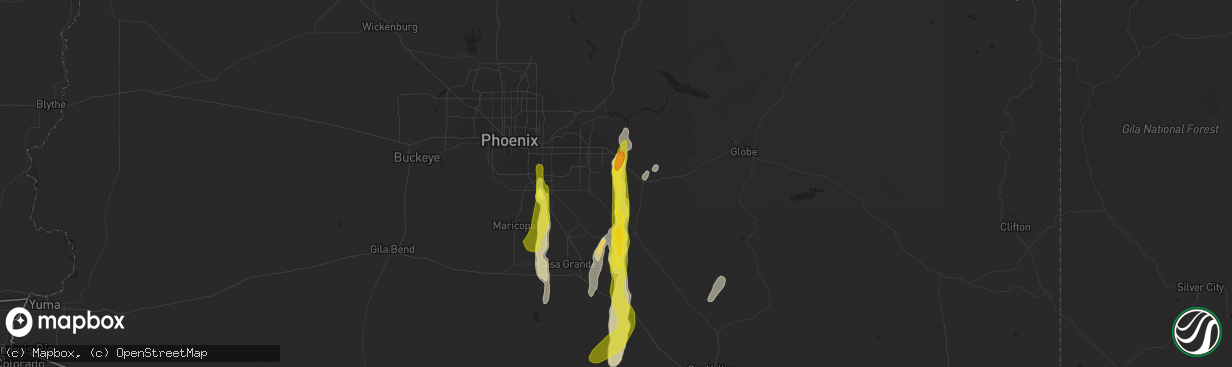 Hail map in San Tan Valley, AZ on October 21, 2018