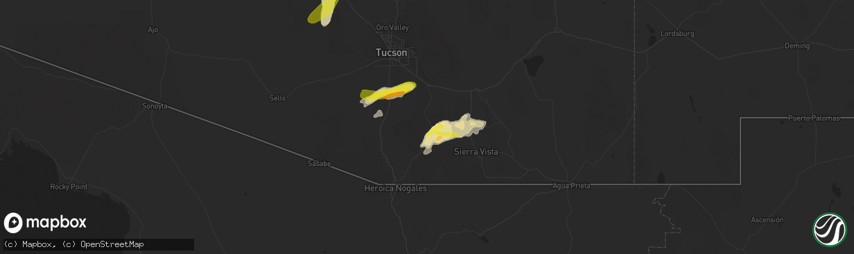 Hail map in Sonoita, AZ on October 21, 2018