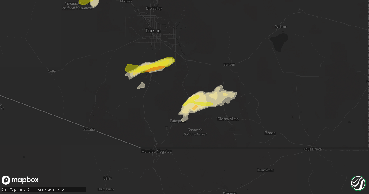 Hail map in Sonoita, AZ on October 21, 2018