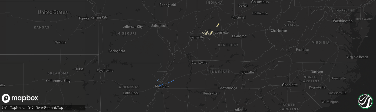 Hail map in Indiana on October 21, 2019