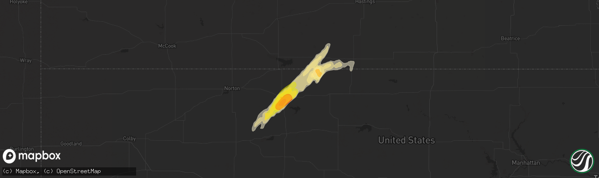 Hail map in Agra, KS on October 21, 2024