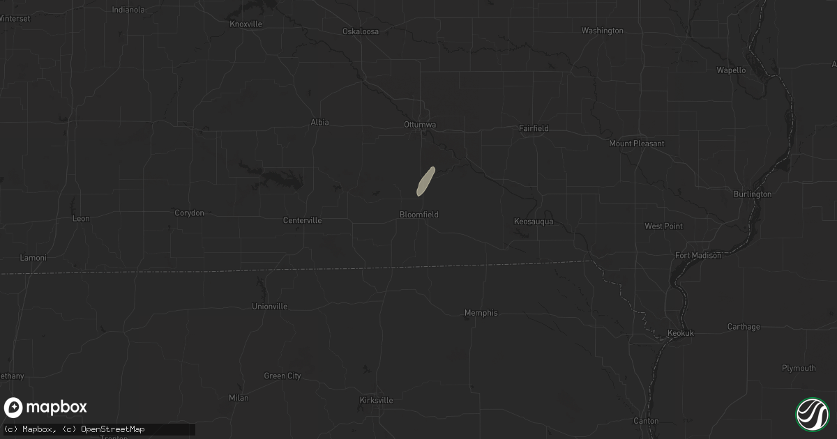 Hail map in Bloomfield, IA on October 21, 2024