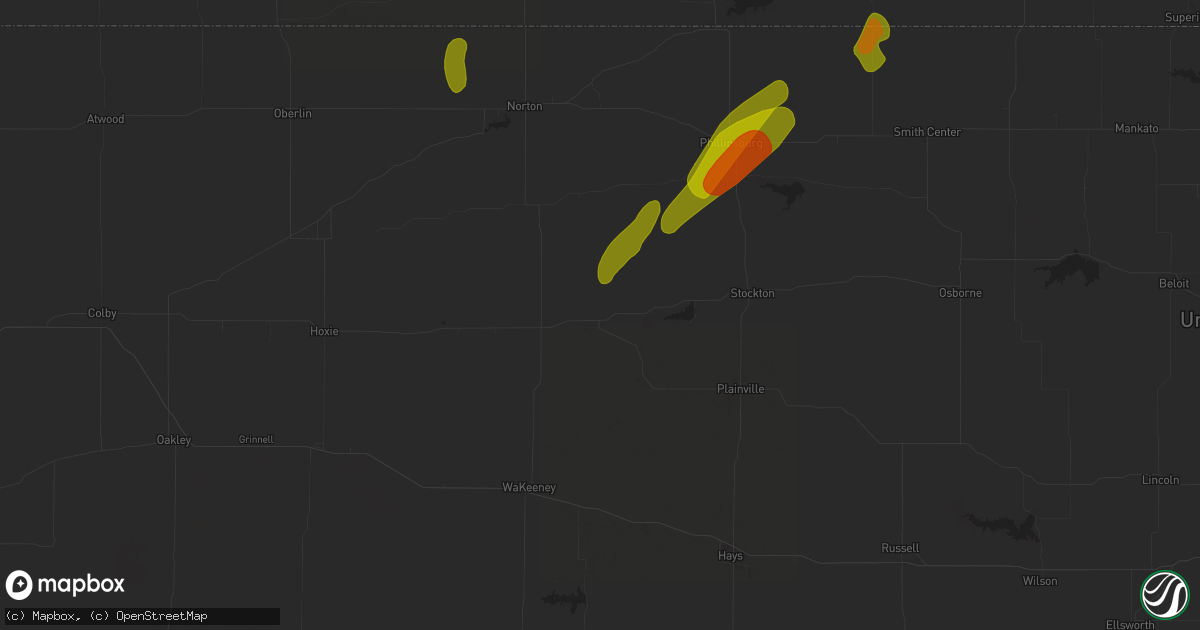 Hail map in Bogue, KS on October 21, 2024