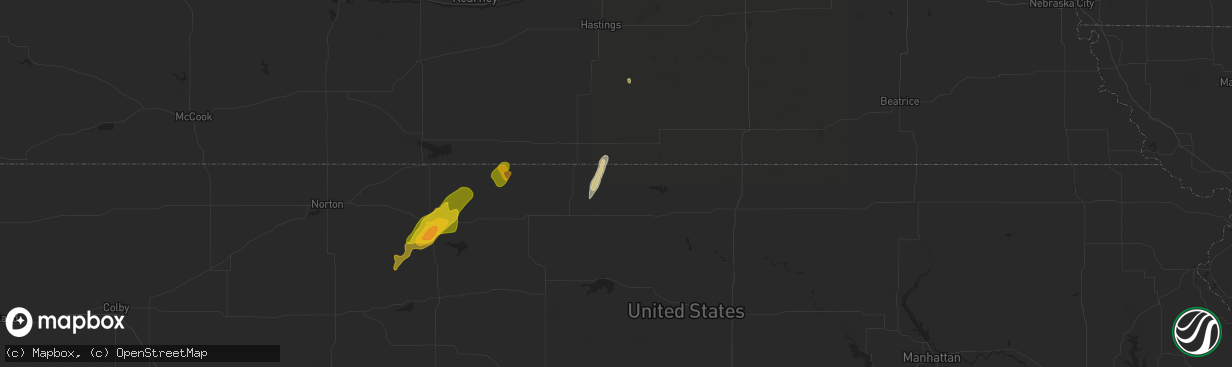 Hail map in Burr Oak, KS on October 21, 2024