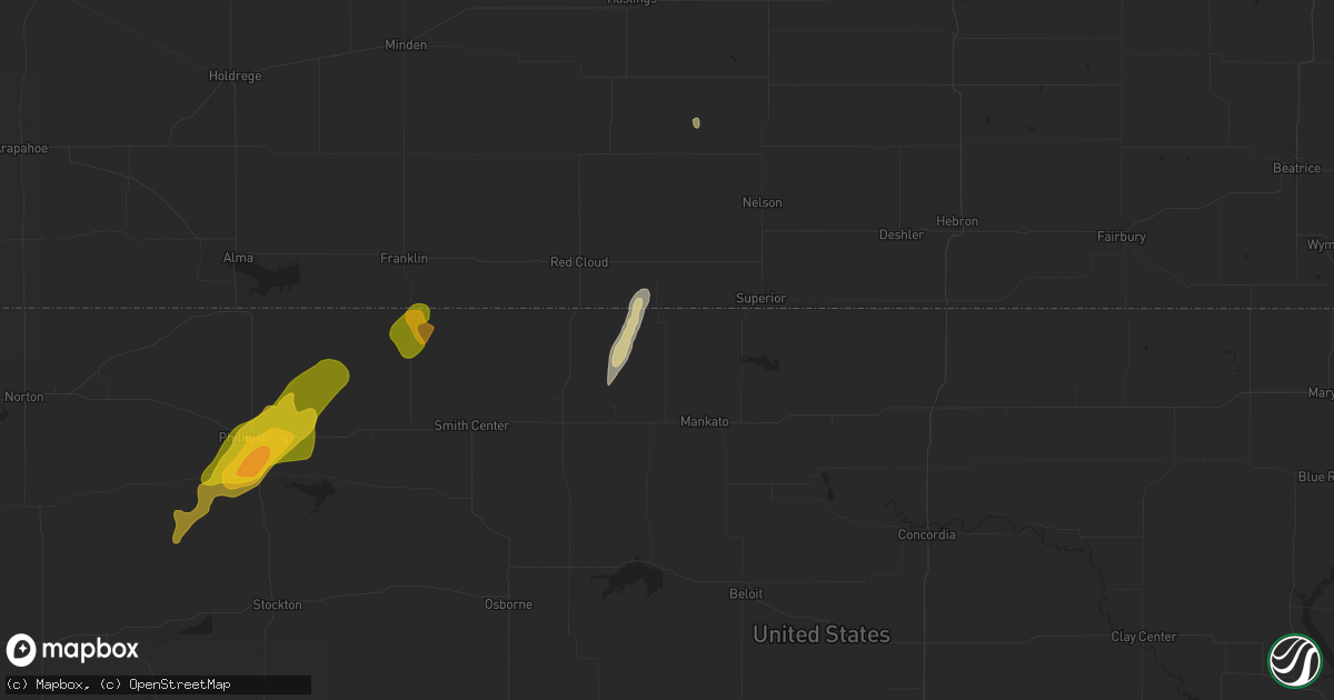 Hail map in Burr Oak, KS on October 21, 2024
