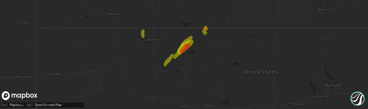 Hail map in Glade, KS on October 21, 2024