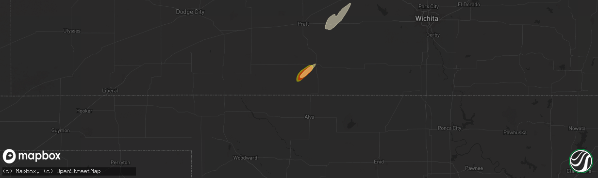 Hail map in Hardtner, KS on October 21, 2024