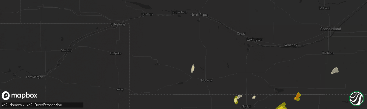 Hail map in Hayes Center, NE on October 21, 2024