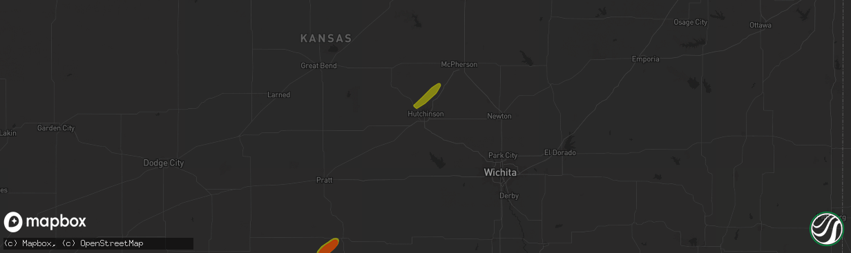 Hail map in Hutchinson, KS on October 21, 2024