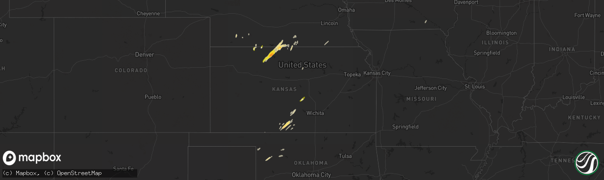 Hail map in Kansas on October 21, 2024