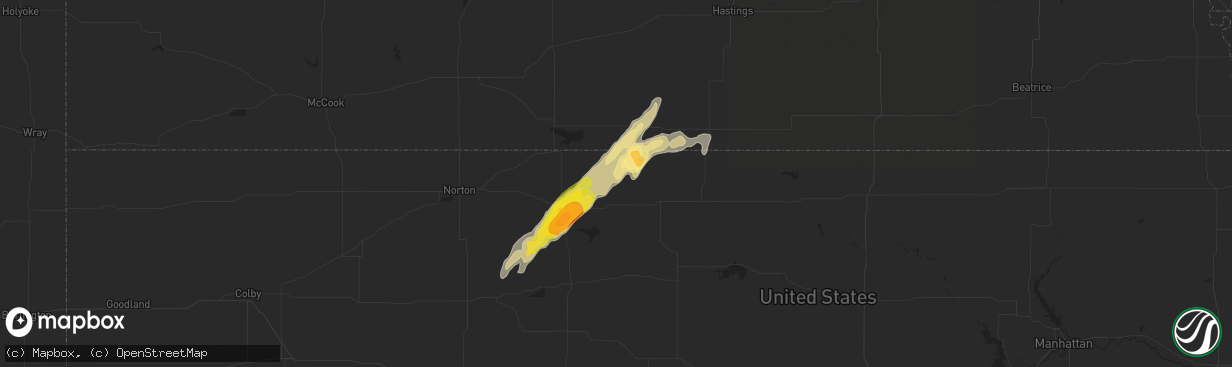 Hail map in Kensington, KS on October 21, 2024