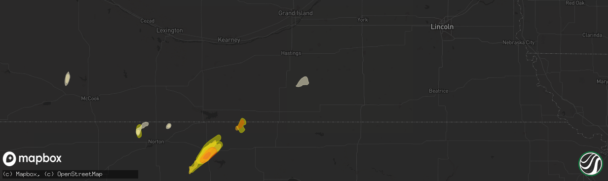 Hail map in Lawrence, NE on October 21, 2024