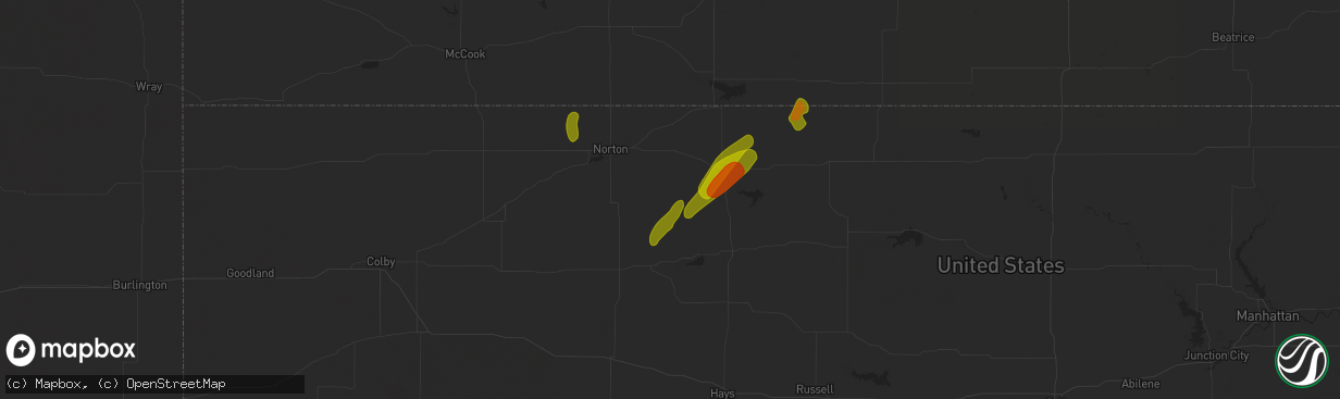 Hail map in Logan, KS on October 21, 2024