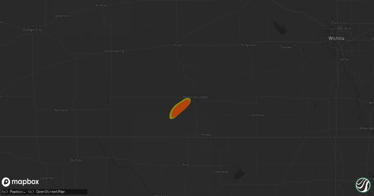 Hail map in Medicine Lodge, KS on October 21, 2024