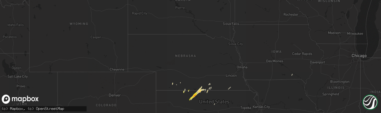 Hail map in Nebraska on October 21, 2024