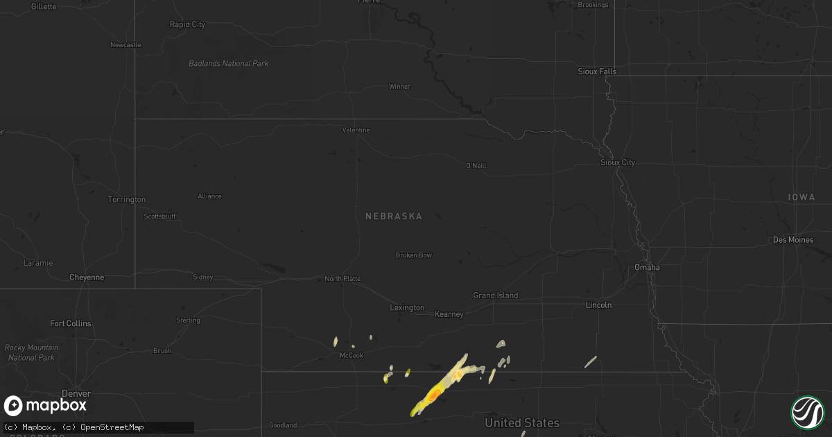 Hail map in Nebraska on October 21, 2024