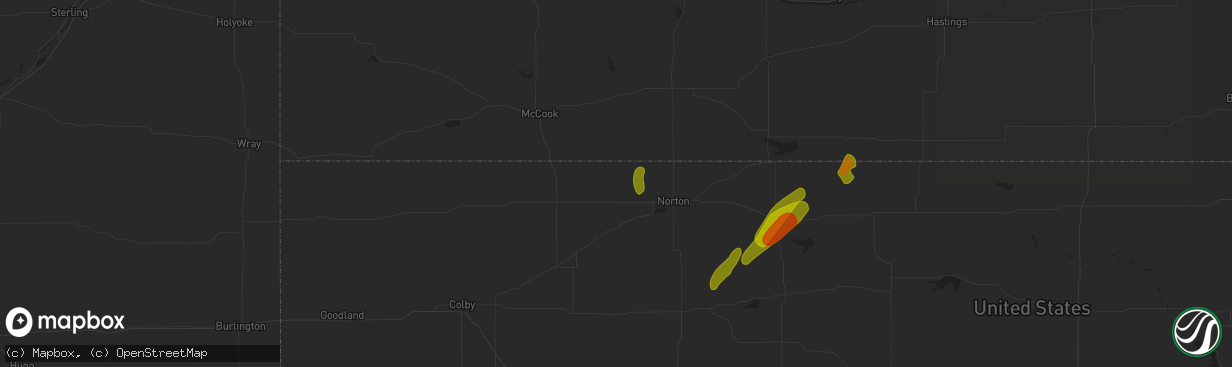 Hail map in Norcatur, KS on October 21, 2024