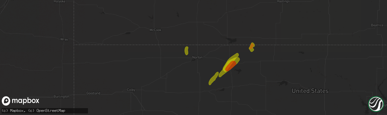 Hail map in Norton, KS on October 21, 2024