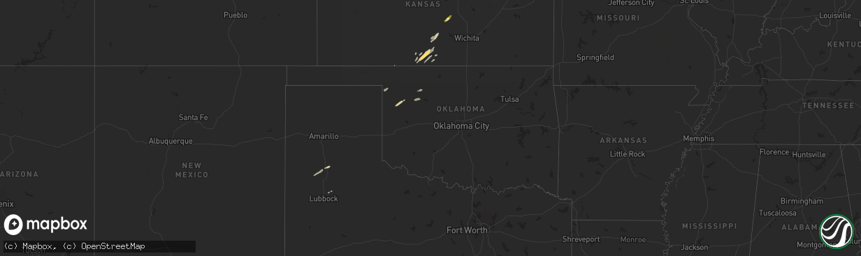 Hail map in Oklahoma on October 21, 2024