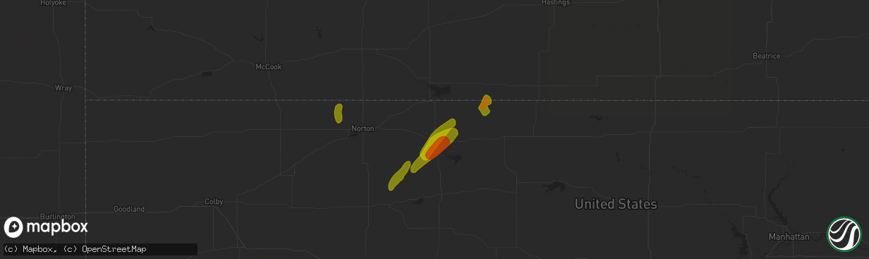 Hail map in Phillipsburg, KS on October 21, 2024