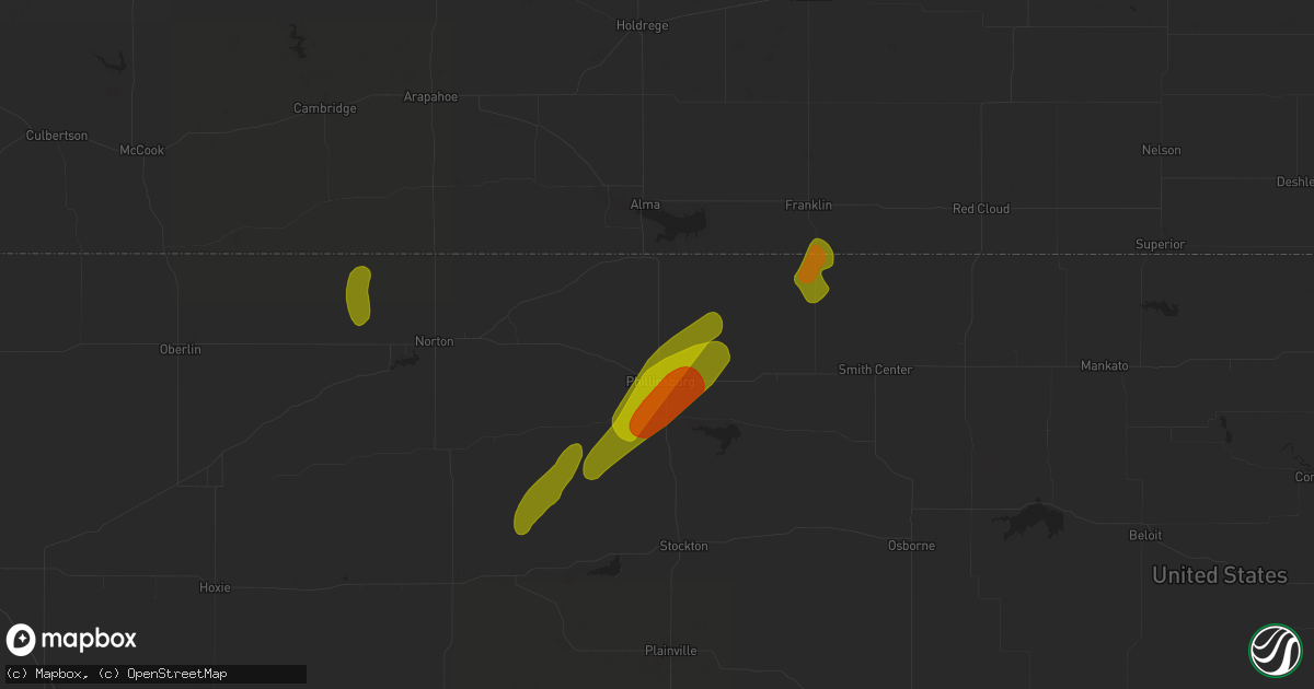 Hail map in Phillipsburg, KS on October 21, 2024