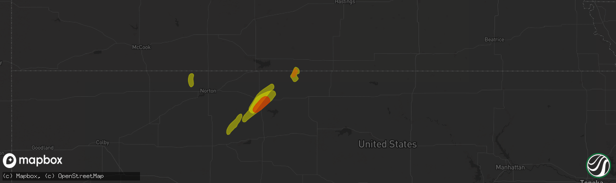 Hail map in Smith Center, KS on October 21, 2024