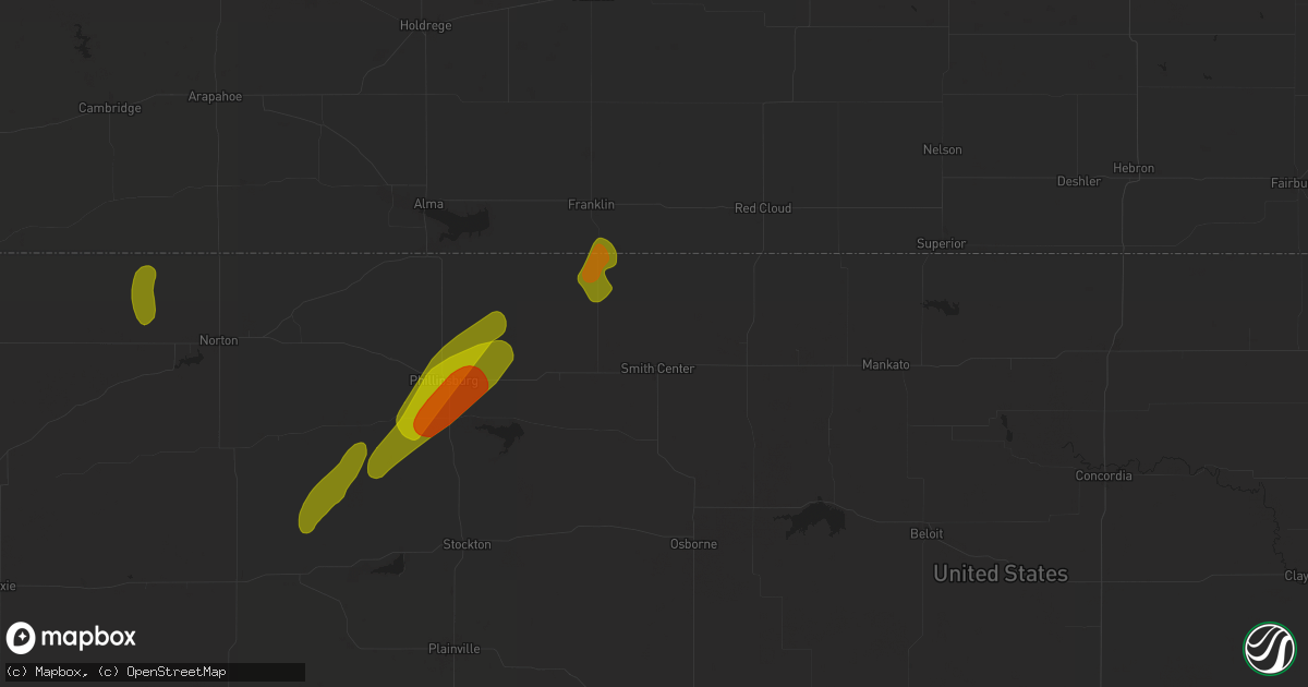 Hail map in Smith Center, KS on October 21, 2024