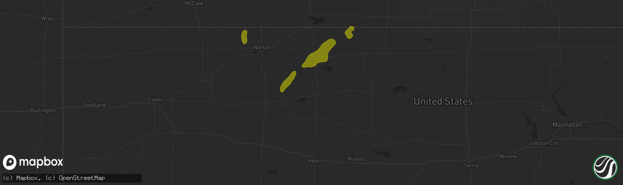 Hail map in Stockton, KS on October 21, 2024