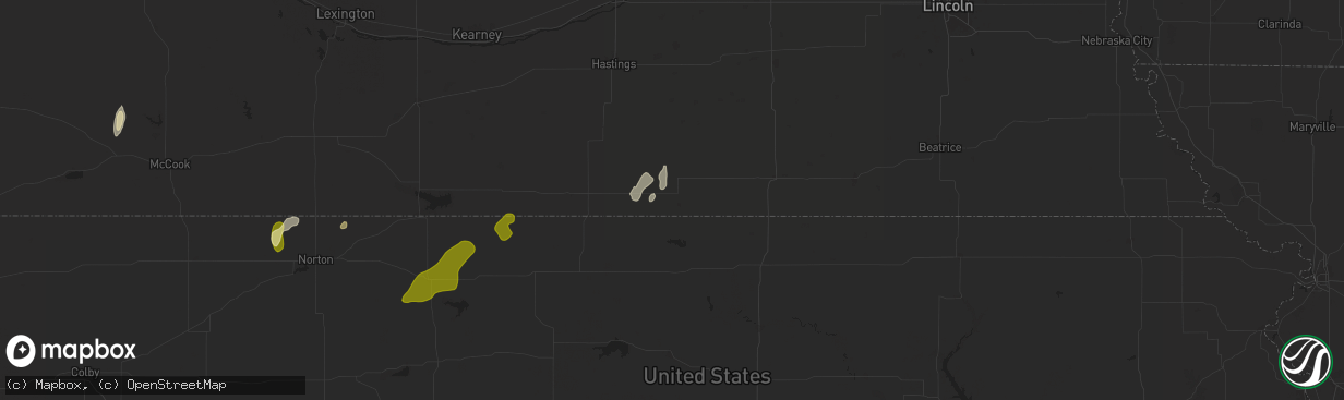 Hail map in Superior, NE on October 21, 2024