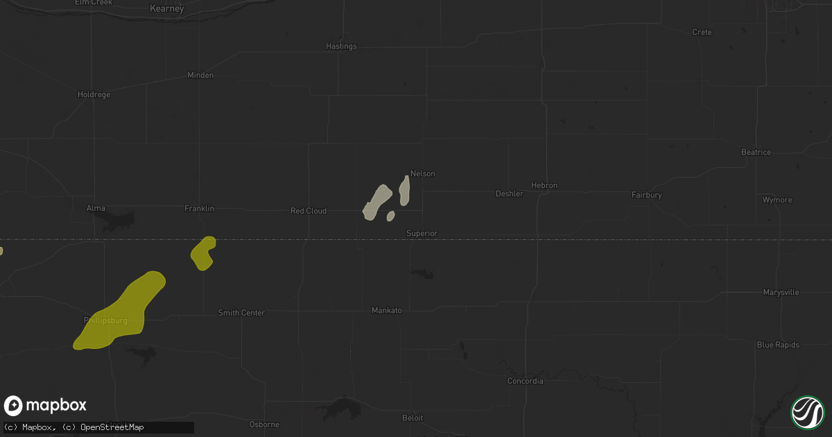 Hail map in Superior, NE on October 21, 2024