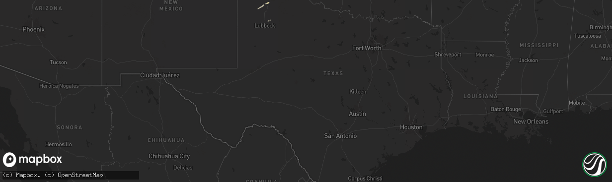 Hail map in Texas on October 21, 2024