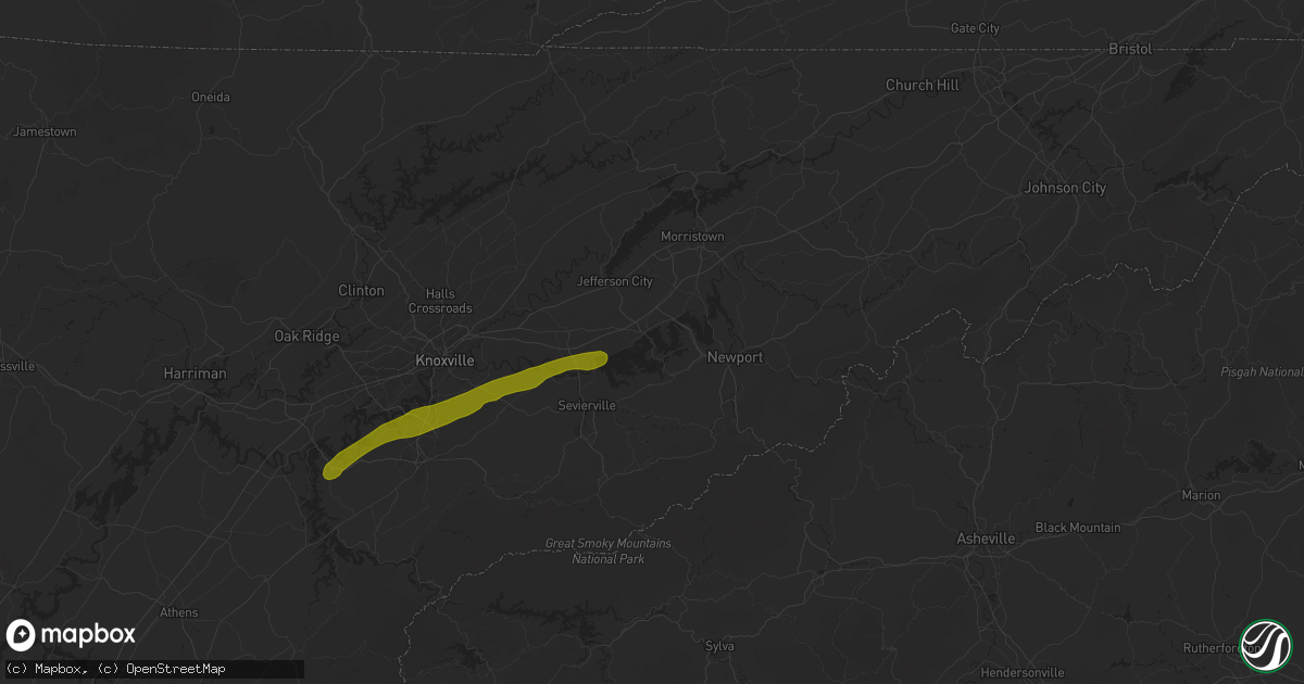 Hail map in Dandridge, TN on October 21, 2025